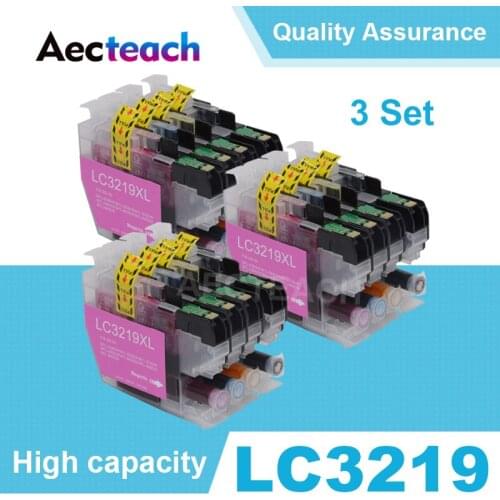 Aecteach 3 Sets 4 Color Compatible Ink Cartridge LC3219 For Brother MFC-J5330DW MFC-J5335DW MFC-J5730DW Inkjet Printer LC-3219