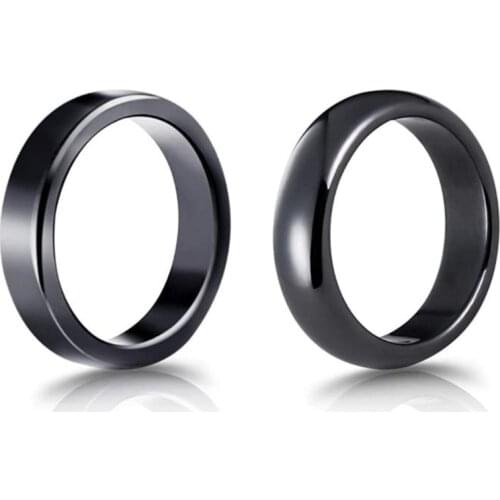 Hematite Ring for Women Men Non-magnetic Natural Stone Finger Rings High Quality Black Jewelry Gift For Lovers