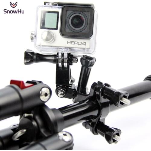 SnowHu for GoPro accessories Bike Motorcycle Handlebar Seatpost Pole Mount 3 Way Adjustable Pivot for Go pro Hero 9 8 7 6 5 GP02