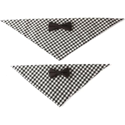 Cool New Product Dog Bow Tie All Seasons Saliva Towel Triangle Towel Black And White Check Pet Triangle Towel Dog Accessories