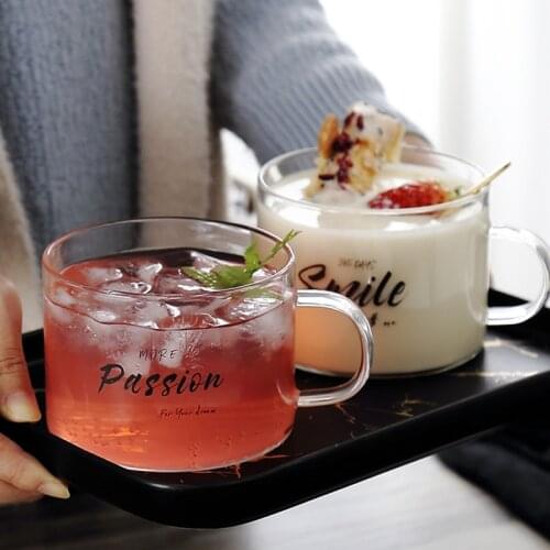 Wholesale Price 500ML Nordic Breakfast Cereal Cup Home Large Glass Yogurt Coffee Web Celebrity Ins Milk Juice Water Cup