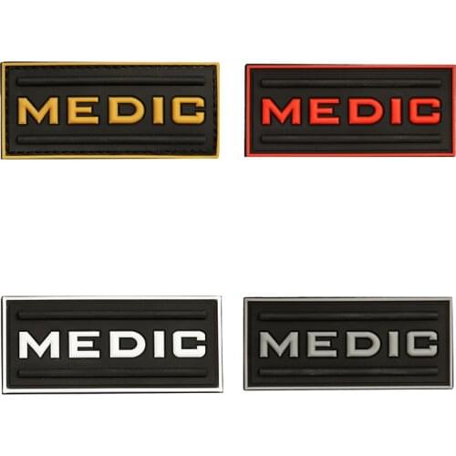 PVC MEDIC Patch MED Military Patches Tactical Combat EMT Emblem cross Appliques Fabric Embroidered Badges