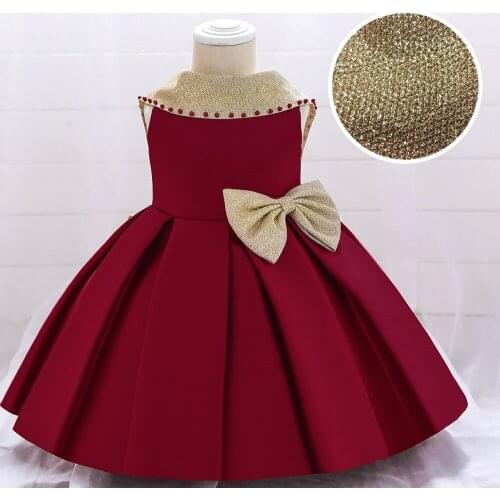 2021 New Sequin Girls Dress Princess Flower Girl Birthday One-year-old Costume Kids Children Clothing 0-6Y