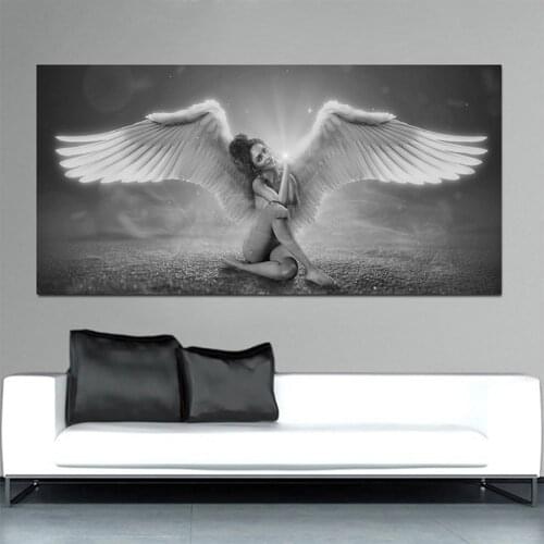 Nude Women With Wing 5d diy Diamond Painting Mosaic Diamond Embroidery Black And White Angel Posters Rhinestone Art Home Decor