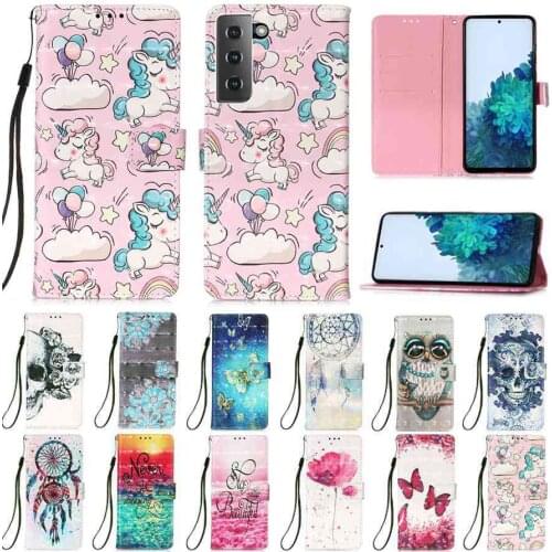 Painted Leather Case For Samsung F62 A02S A12 A20 A21 A30 A32 A40 A41 A42 A50 A51 A60 A70 A71 A80 A81 A90 A91 Flip Wallet Case