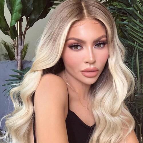 Deep Part Transpart Lace Front Wig 13x6x1 Body Wave 180% Density Ombre Ash Blonde Wigs Brazilian Remy hair Free Ship Overnight