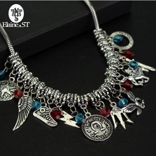 Percy Jackson Necklace Angle Wings Magic Wand Fly Horse Necklace & Pendant Percy Jackson choker necklace For Women Jewelry