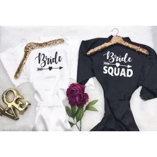 Personalize Wedding Day Bride Robe, bride squad satin silk pajamas robes, Bachelorette Lingerie kimonos gowns bathing robes