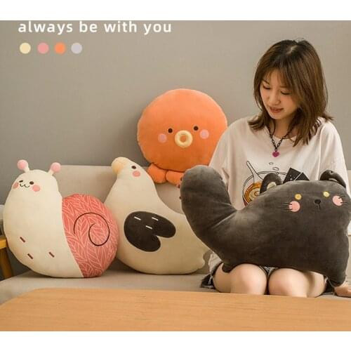 40-45CM Cute Cartoon Animal Snail Cat Pigeon Octopus Plush Pillow Soft Chair Sofa Back Cushion Sleeping Pillow Birthday Gift