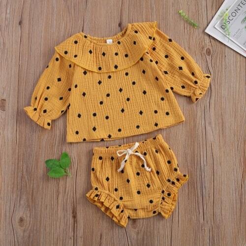 Pudcoco Newborn Baby Girl Clothes Ruffled Doll Collar Long Sleeve Tops Elastic Triangle Shorts 2Pcs Outfits Baby Girl Clothes