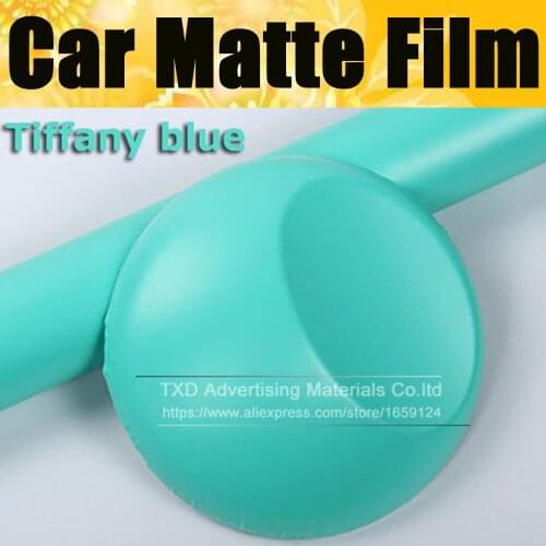Size: 10/20/30/40/50/60X152CM/Lot Tiffany blue matte Wrap Film With air free bubbles Matt vinyl car sticker by free shipping