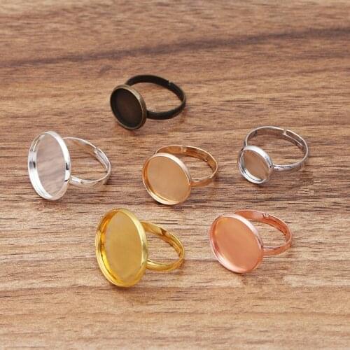 50 PCS Adjustable Blank Ring Base Accessories Fit 10mm-20mm Glass Cabochons Cameo Settings DIY Ring Findings Jewelry Making