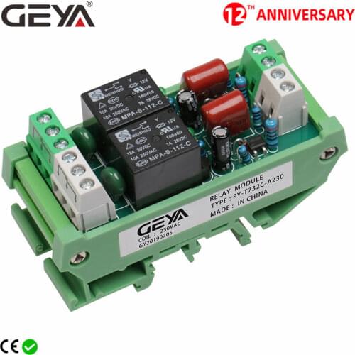 Free Shipping GEYA 2 Channel Relay Module AC/DC 12V 24V AC230V Electromagnetic Relay General Purpose AC220v Relay Module