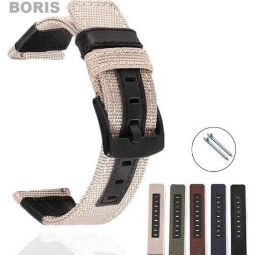 20mm 22mm Watch Band For Samsung Galaxy Watch Leather Canvas Nylon Watch Strap For Huawei GT/GT2 or Traditional Watches Watch