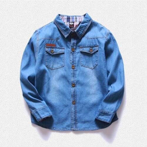 Boys shirts kids denim shirt spring autumn 2020 baby boy shirt long sleeve shirts children tops size for 2 3 4 5 6 7 8 years