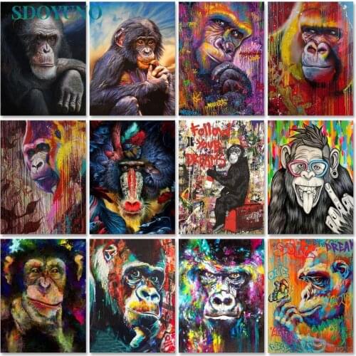 SDOYUNO 60x75cm Paint By Numbers For Adult Gorilla DIY Oil Painting By Numbers On Canvas Animals Frameless Number Painting