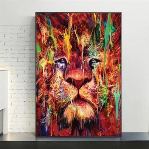 Modern Animal Graffiti Art Lions Canvas Painting Wall Art Posters Prints Cuadros Wall Pictures for Living Room Home Wall Decor