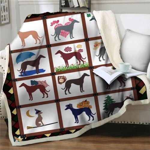 Cartoon dog Printed Throw thick Blankets Bedspreads Sherpa Fleece Blankets on Sofa Beds soft flannel Blanket Bedding quilt cover
