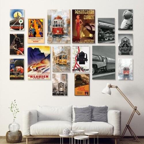Vintage Locomotive Wall Art Poster Canvas Painting Nordic Wall Pictures Living Room Home Decor No Frame