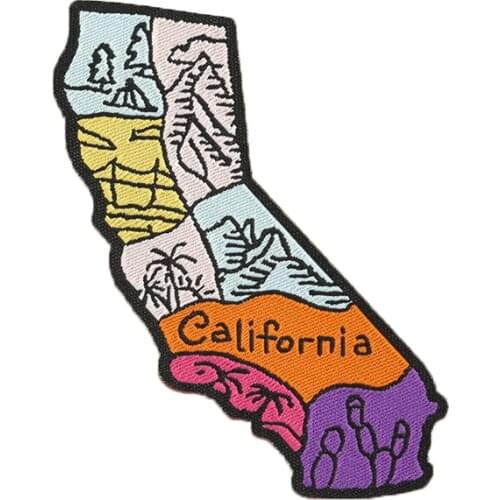 California Republic State Map Patch Embroidered Iron on Appliques for Jacket (Size:8.5x4.1cm)