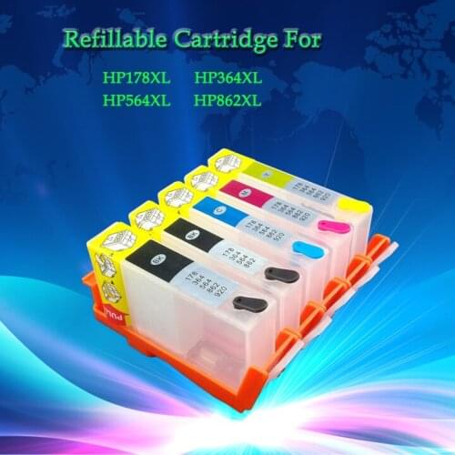 XIMO 5C PBK/BK/C/M/Y Refillable Ink Cartridge for HP564XL fits for HP7510 5380 6380 C209g C309g C510a C310a C309a D5460 B8550