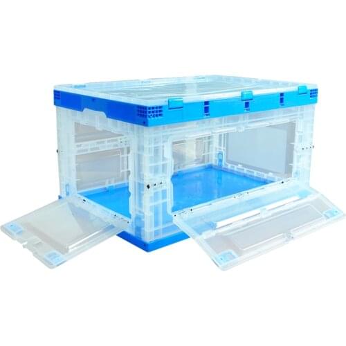 Transparent Side-opening Folding Box Custom Car Household Storage Box Large Warehousing Logistics Turnover Box with Lid