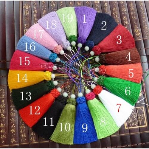 9cm long Su DIY Jewelry Accessories The new 53-color Chinese knot short fat type Exquisite tassels Rayon Silk tassel wholesale