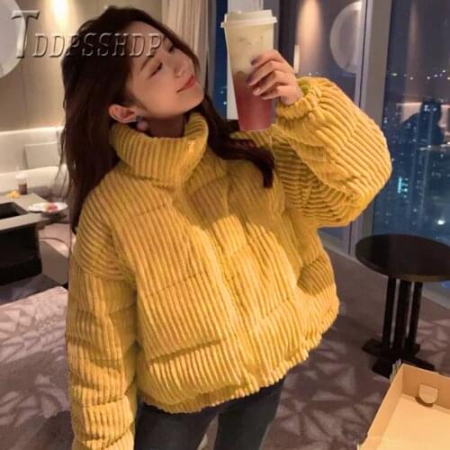 2019 Corduroy Short Style Women Parkas Korean Loose 4 Colors Can Choose Female Coat