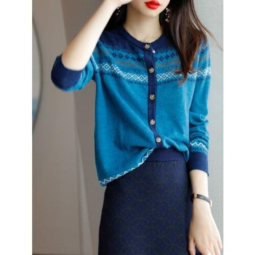 2021 autumn new retro jacket women ethnic style loose wool knitted cardigan jacket sweater thin cardigan women summer