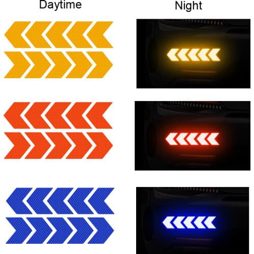 10 Pcs/set Car Sticker Reflective Arrow Sign Tape Warning Safety Sticker For Car Bumper Trunk Reflective Tape Car Decoration