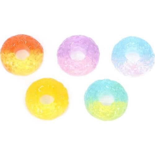 10Pcs Mixed Resin Flatback Gradient Embellishment Cabochon cute Donuts Decoration Scrapbooking Diy Craft Supplies Accessories