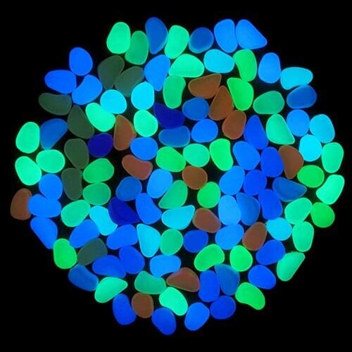 10Pcs Glow in the Dark Pebbles Artificial Stone Walkway Aquarium Fish Tank Decor Christmas Gift 6LOU