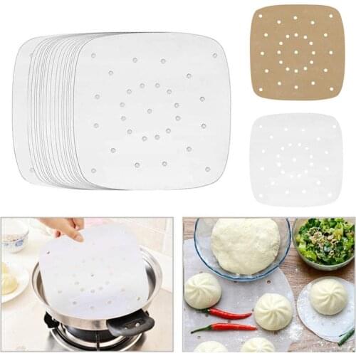 100Pcs 7/8/9Inch Square Non-stick Air Frying Pan Pad Barbecue Paper Steam Mat