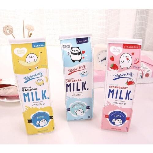 20cmx5cm Fashion Creative Milk Box Pen Pencil Case Pouch Makeup Bag Toiletry Organizer Pencilcase Stationery Bag School Supplies