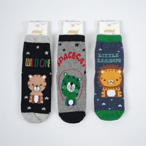 Male Child Toran Socket Socks 3 pcs Cotton Socket socks Black 3'lü