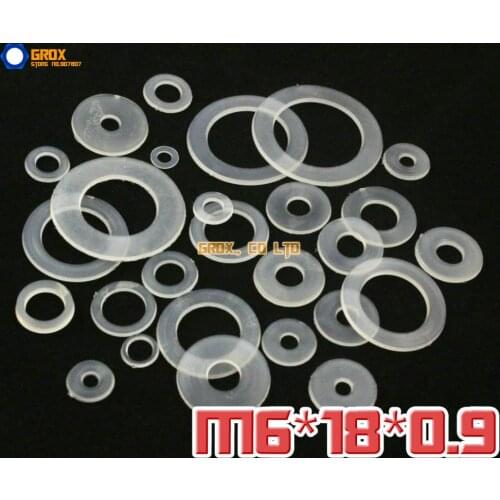 300 Pieces M6 x 18 x 0.9mm Soft Nylon Flat Washer Insulation Washer