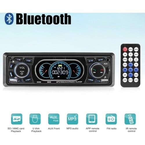 4×60W 1-Din Car Stereo Bluetooth Wireless Digital Media In Dash Receivers USB/SD/WMA MP3 Player FM Radio With Remote Control