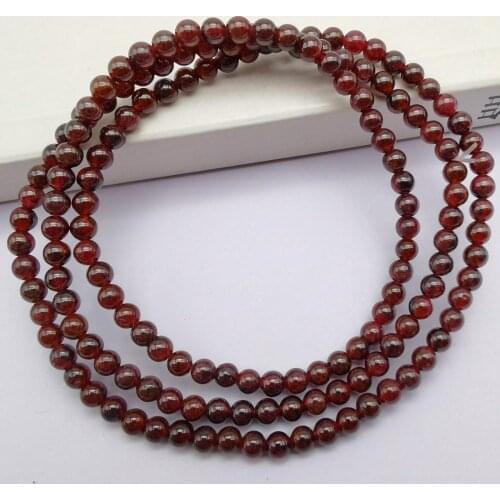 4MM Garnet Beads Bracelet Bangle Necklace Stretch 22 Inch Jewelry For Woman Gift G753