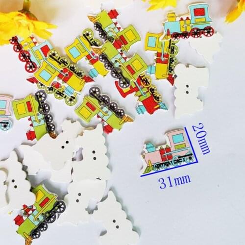 50pcs/pack 20*31mm wood buttons Train shape DIY sewing clothes button for craft scrapbooking sewing accessories botones