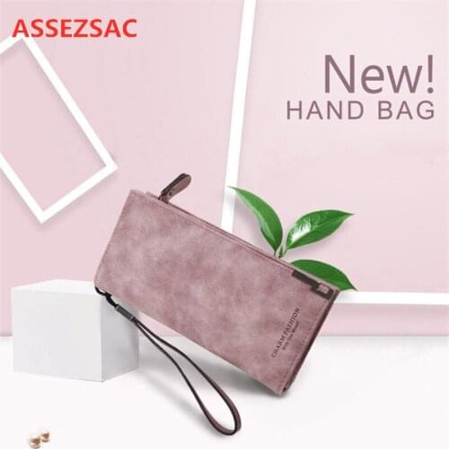 ASSEZSAC Women Frosted Wallet Clutch Lady Handbag Ladies Long Zipper Clasp Classic Retro PU Leather Women Wallet