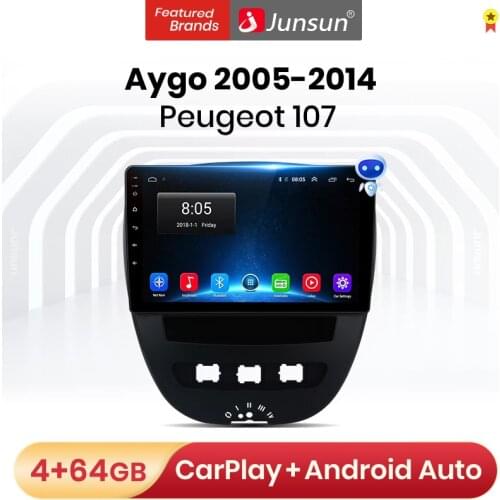 Junsun V1 Pro 4G Android 10 Car Radio Multimedia Player For PEUGEOT 107 For Citroen C1 For Toyota Aygo 2005 - 2014 Navigation