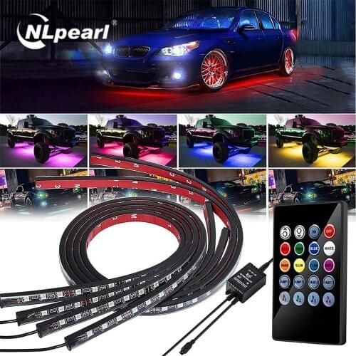 NLpearl Car LED Underbody Light With Remote /APP Control RGB LED Neon Underglow Lights Auto Decorative Ambient Atmosphere Lamp