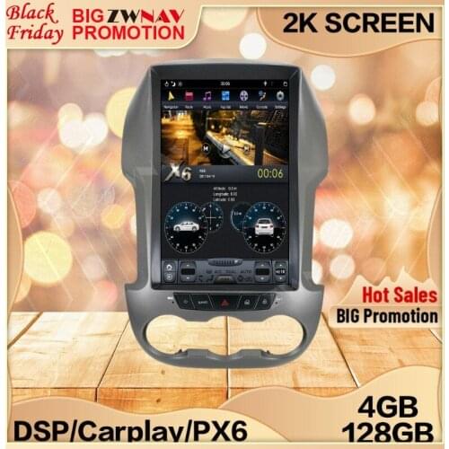 4+128G Tesla Screen For 2015 2016 2017 2018 2019 Ford Ranger Ford F250 Android Unit Car Multimedia Player GPS Audio Radio Stereo