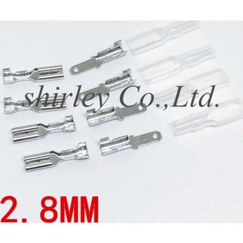 Free shipping 2.8 mm with transparent sheath inserted spring 2.8mm Female connector terminal Faston with insulator for wire