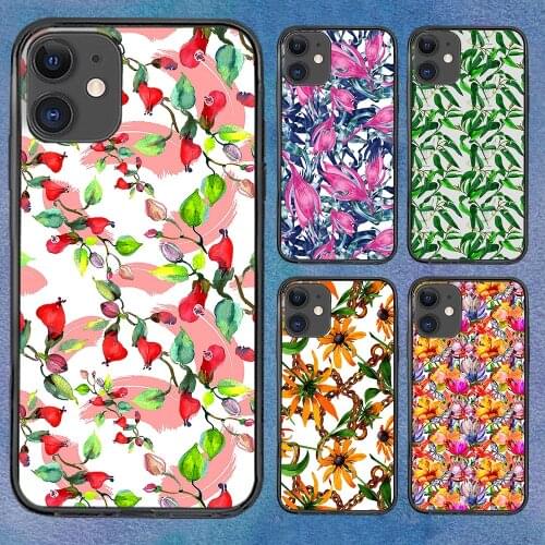 Flower Watercolor Leaves Phone Case For iphone 12 11 6 Mini Pro XS Max X XR 7 8 Plus Soft TPU Cover 12Pro 11Pro 12Mini