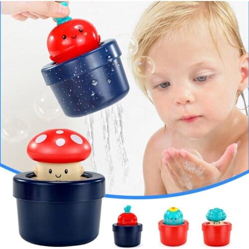 Baby Bath Toys Cute Mushroom Flower Pot Drops Simulation Plant Swimming Water Toys For Kids Baby LBV