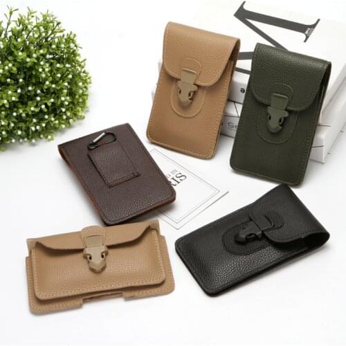 Men Waist Bag Cellphone Loop Holster Case Belt Waist Pack PU Leather Purse Phone Wallet Cell Phone Bag Belt Bag Protection Case