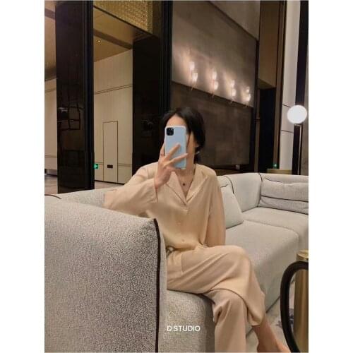 Du Xiaocong House Ice Oxygen Pajamas Female 2020 Summer Viscose Thin Spring and Autumn Kelp Piece Homewear Set