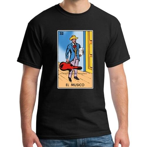 El Musico Number 32 Adults T-shirt Chicano Loteria Card Tee for Men - 1988C