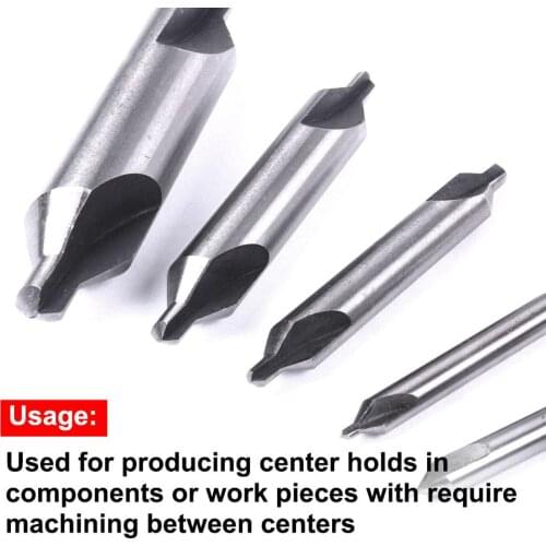 Hot 5PCS 3mm.4mm,6mm,8mm,12mm HSS Center Drills 60 Degree Combined Countersinks Angle Bit Set Tool Metric Drilling Tools
